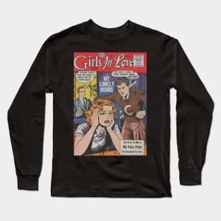 Vintage Romance Comic Book Cover - Girls In Love Long Sleeve T-Shirt